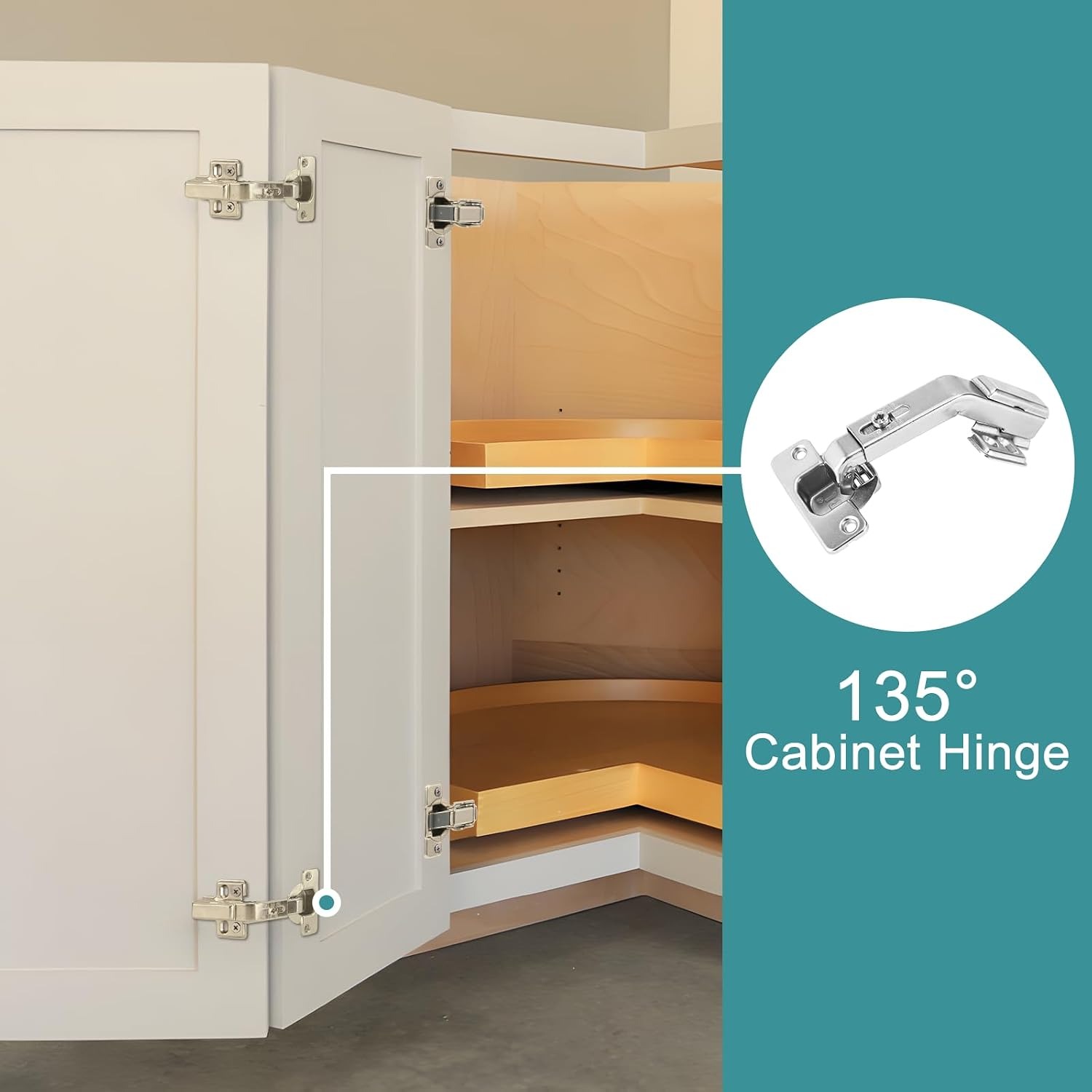 HBL' 135 Degree Corner Cabinet Hinges, 2 Pack: image 4