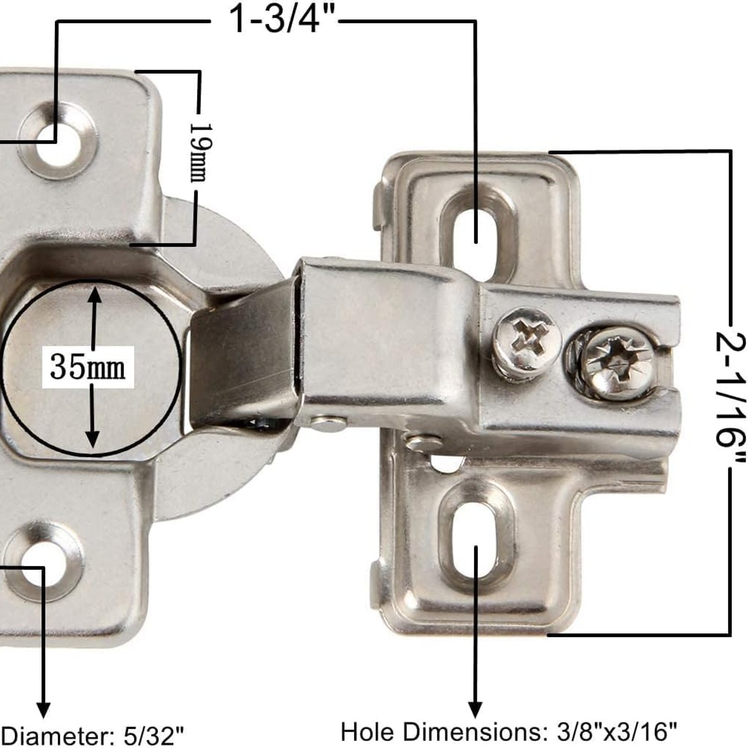 Silverline 105 Degree Face Frame Cabinet Hinges, 6 Pack