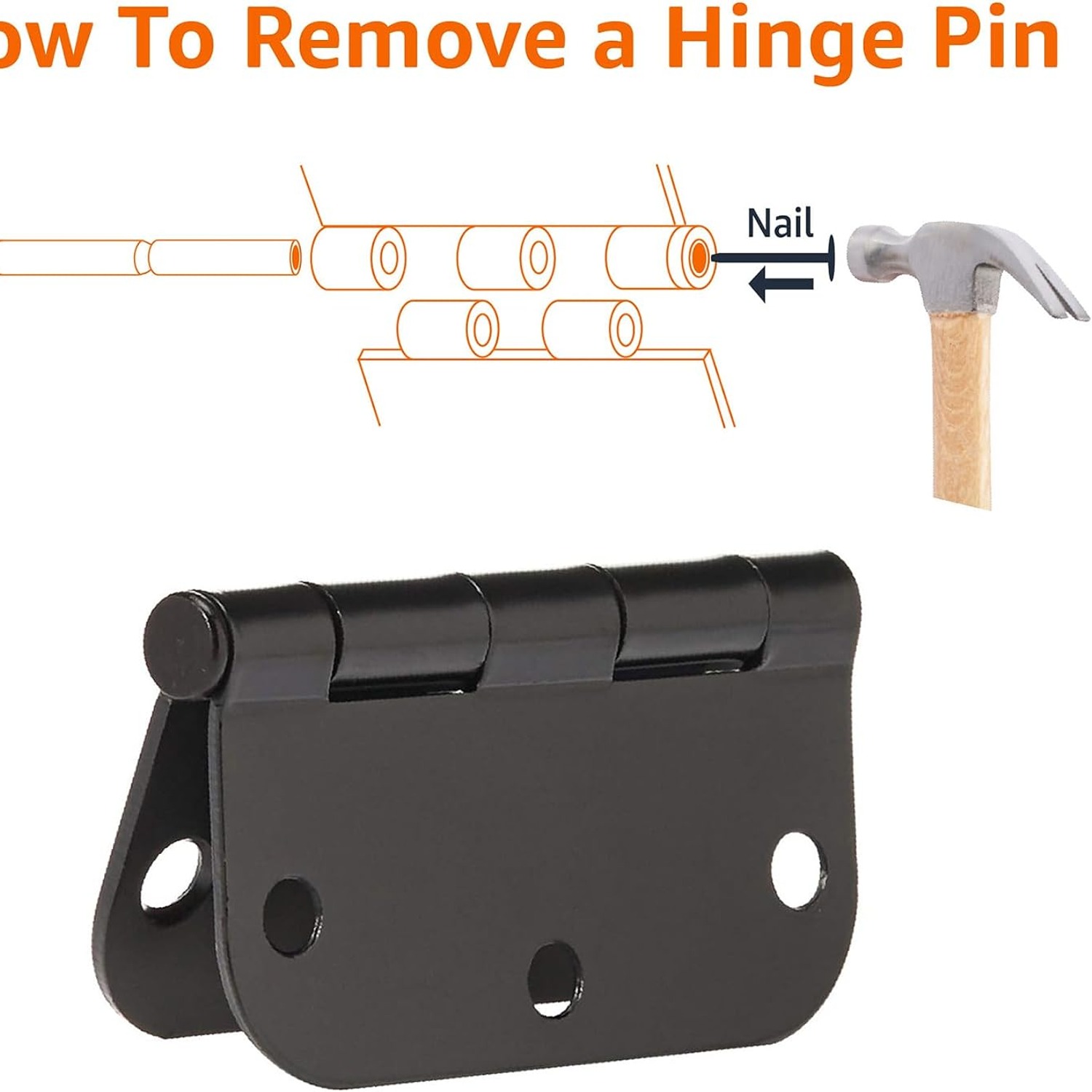 Rounded Corner Door Butt Hinges, 18 Pack, Matte Black: image 5