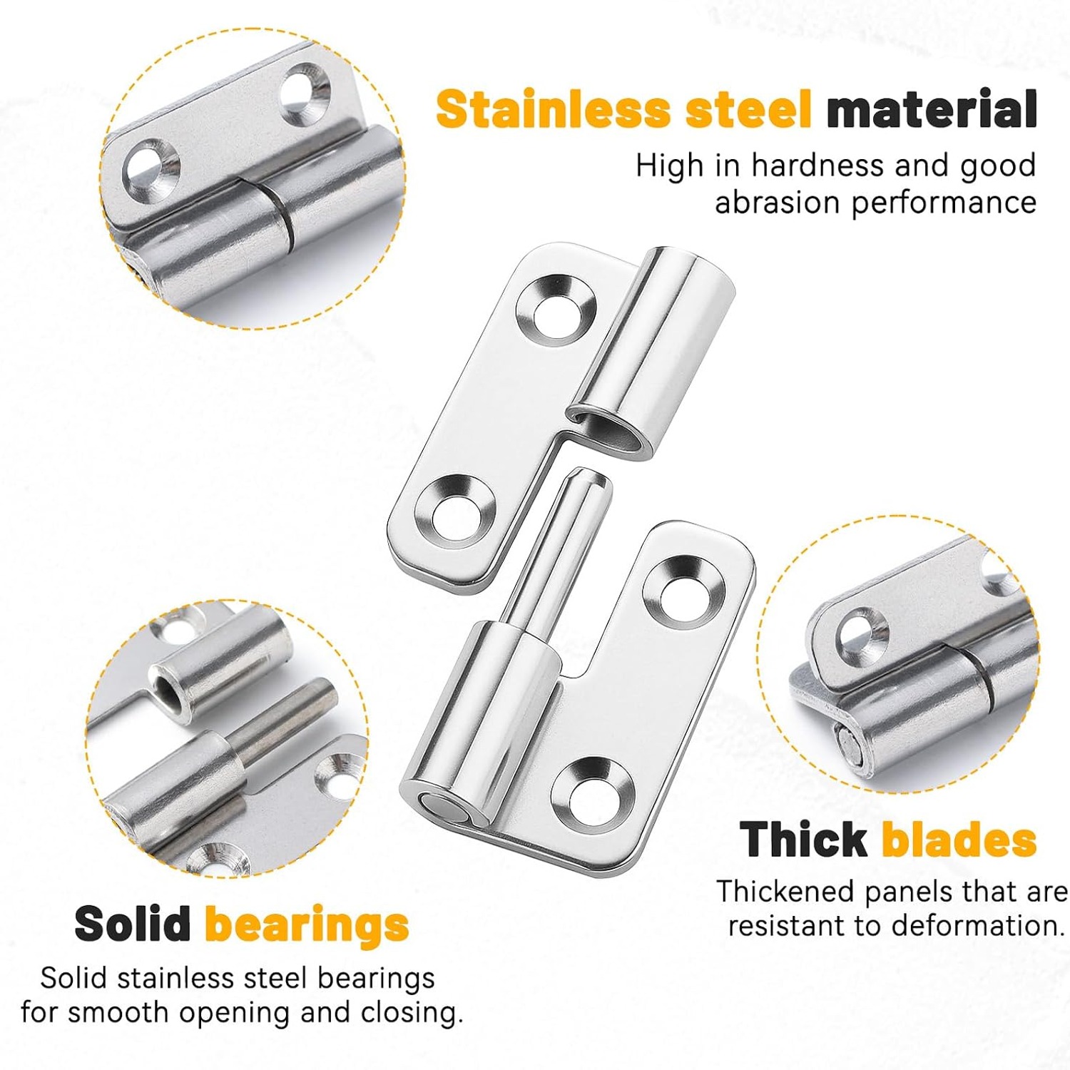 Lift Off Hinges 8 Pack Brushed Stainless Steel