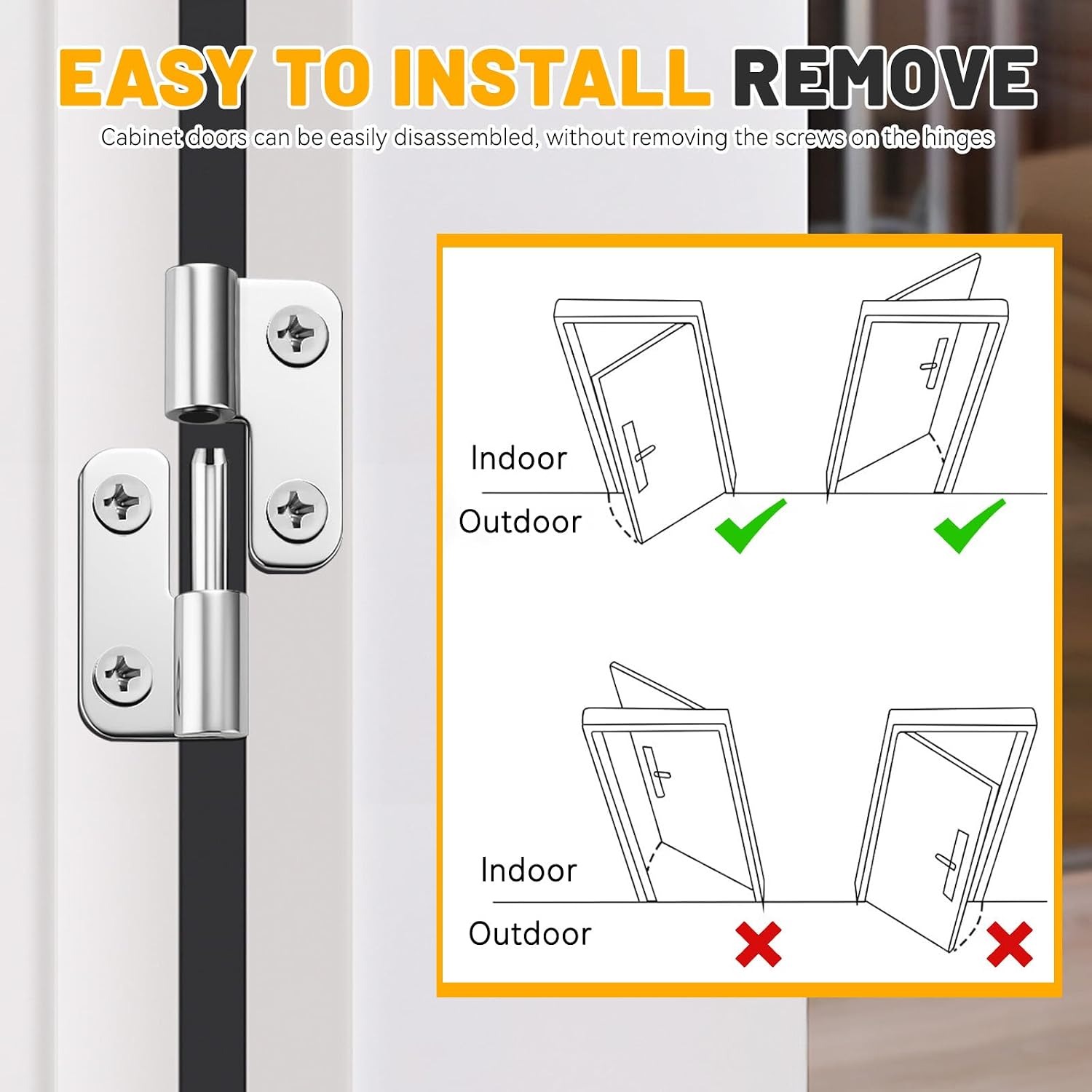 Lift Off Hinges 8 Pack Brushed Stainless Steel: image 7
