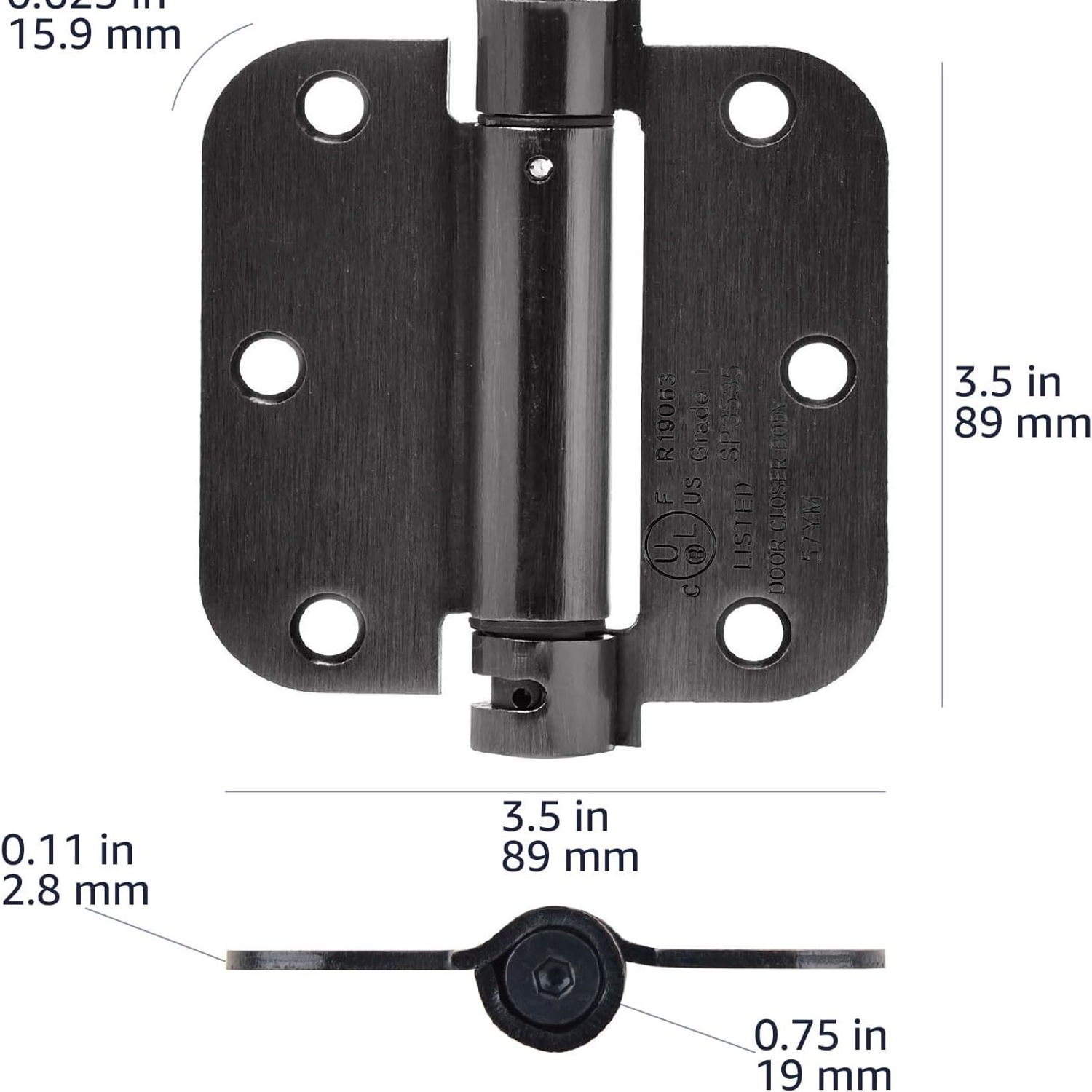 Self-Closing Door Hinge, 3.5 Inch, Oil Rubbed Bronze: image 4