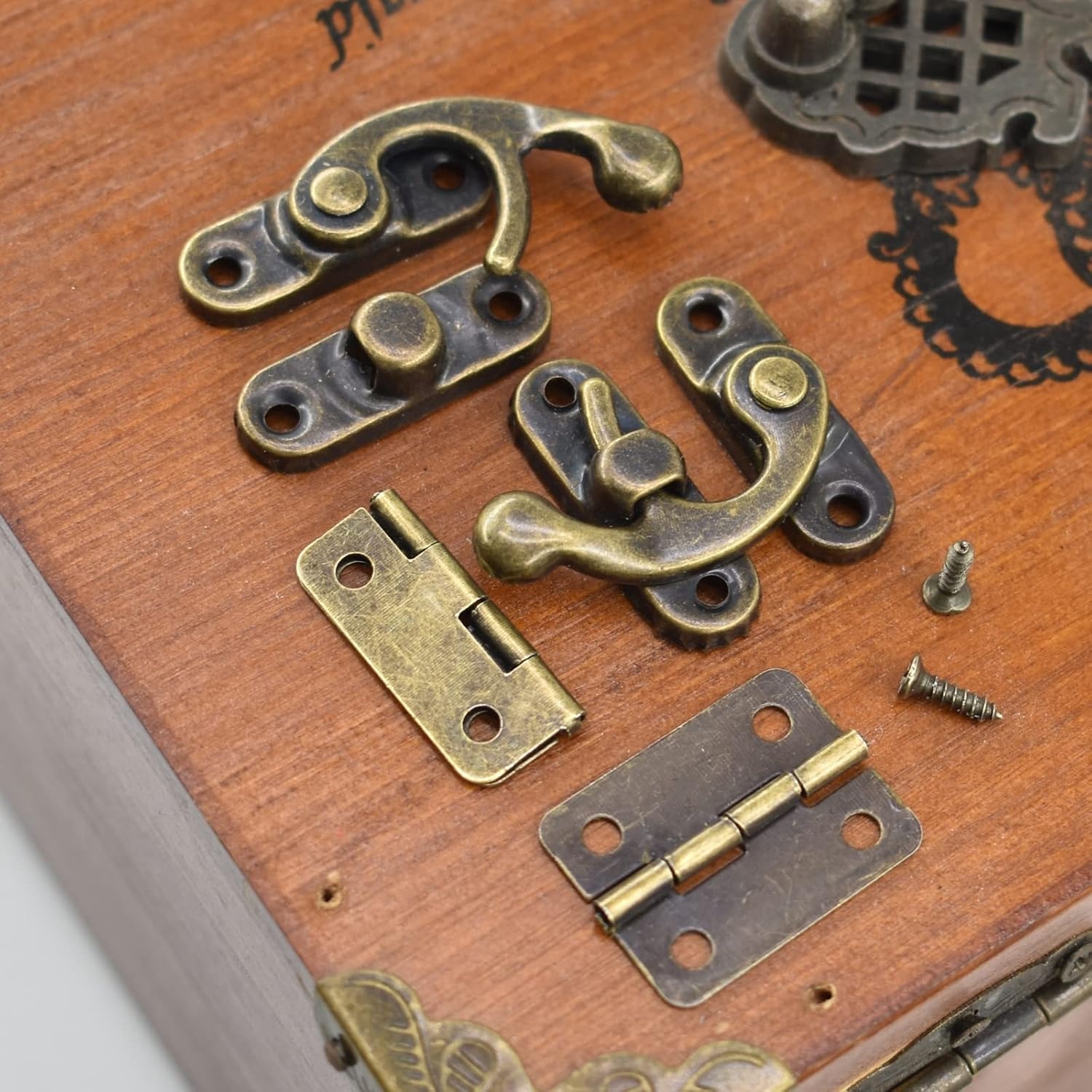Antique Bronze Box Hinge and Latch Set