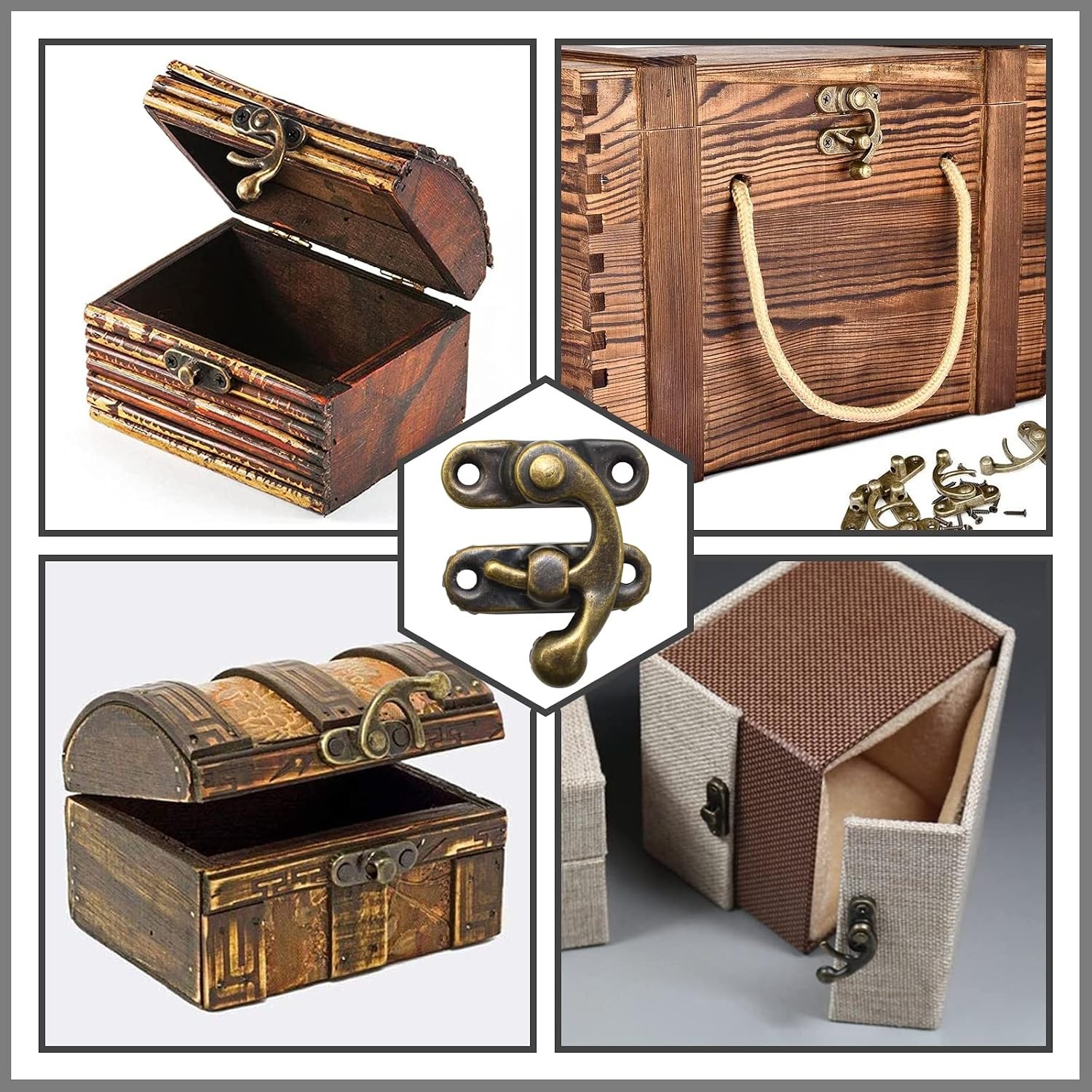 Antique Bronze Box Hinge and Latch Set: image 7