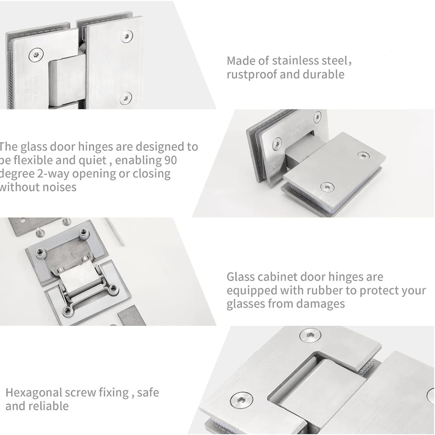 Veumoie Brushed Glass Shower Door Hinges: image 6