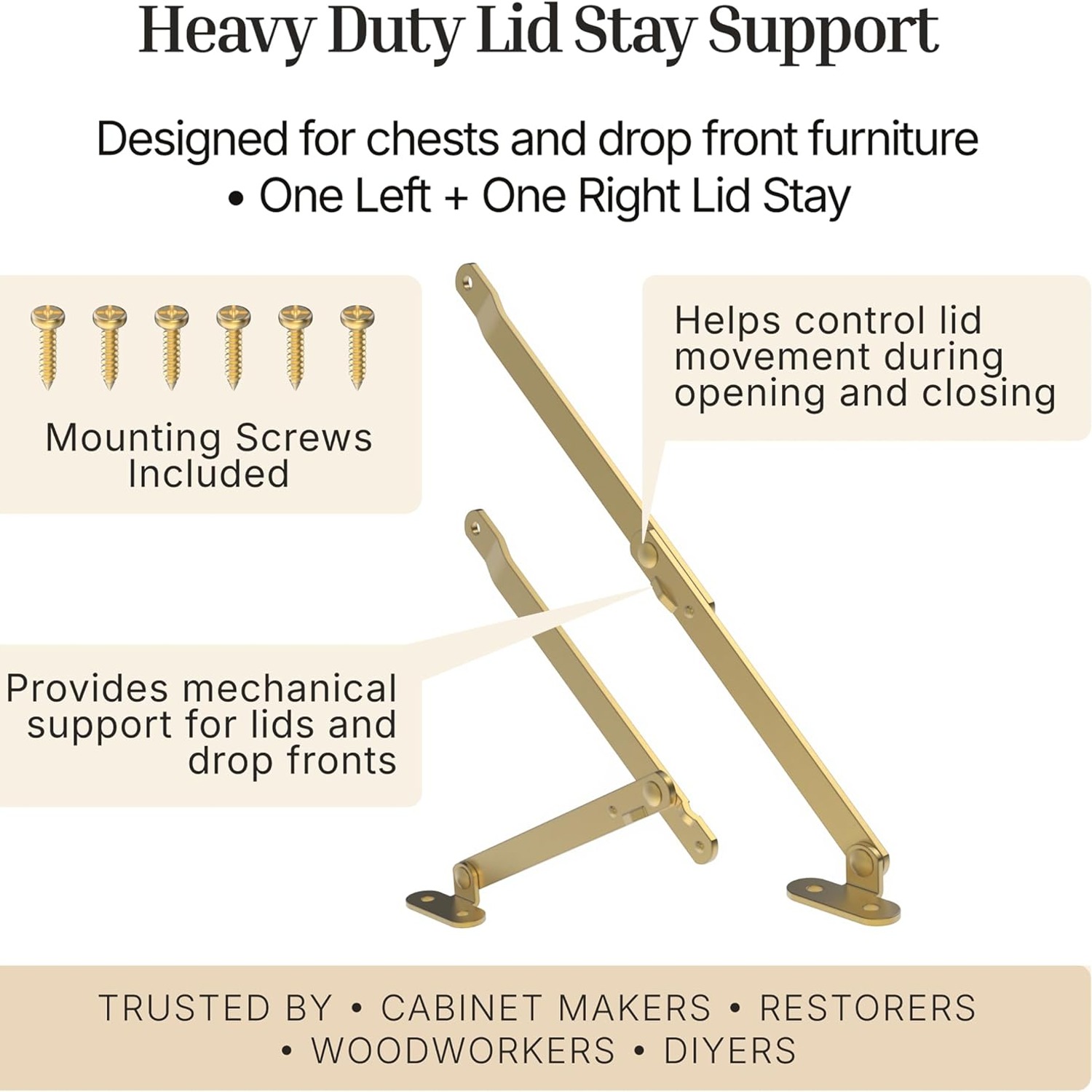 Brass Plated Left and Right Lid Stay Supports: image 3