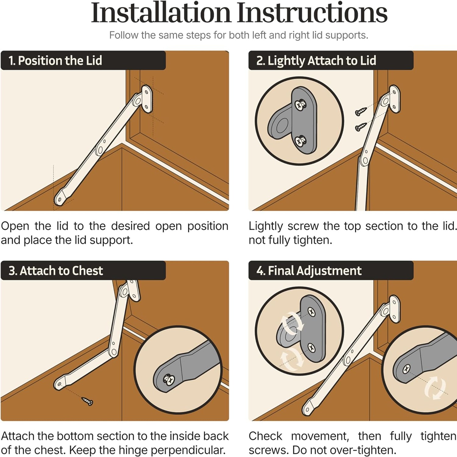 Brass Plated Left and Right Lid Stay Supports: image 5